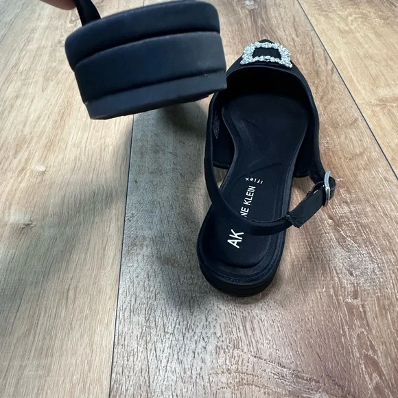 Anne Klein Black Heels with Crystal Embellishments - Picture 5 of 16